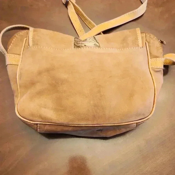 Leather and tapestry crossbody bag - Picture 2 of 6